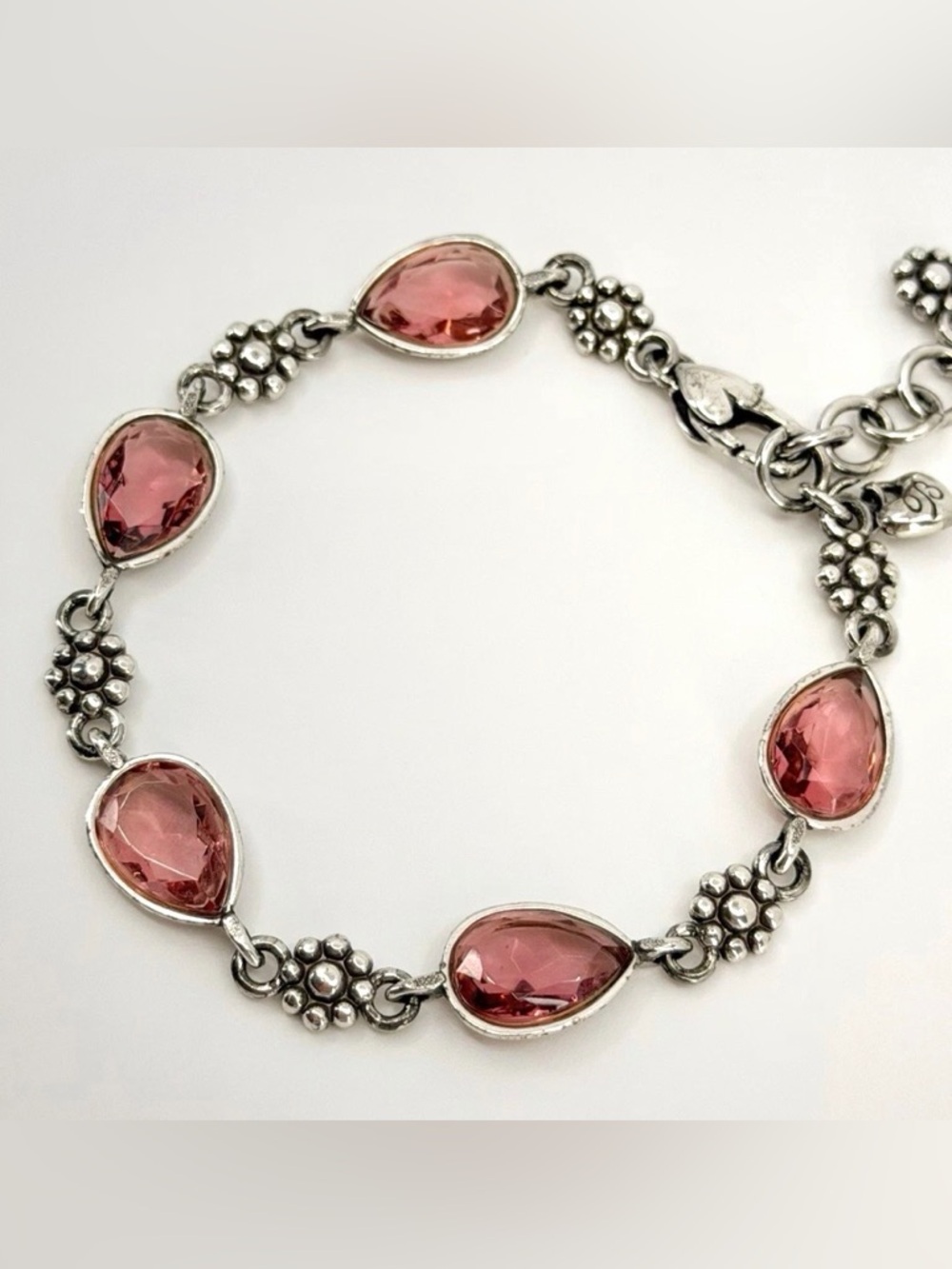 🌸 RARE BRIGHTON VINTAGE! 🌹 Bracelet with Rose Pink Teardrops! 🩷